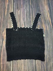 Vintage 1970s 1980s Sequin Stretchy Party Disco Club Black Silver Ivory Crop Top