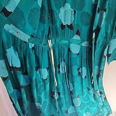 Vintage 80’s Silk Studio 100% Silk Dress Teal Blue & Black Size 8