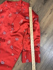 Vintage Peony Shanghai Chinese Robe Floral Asian Red Satin 34