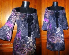Vtg ALBERTO MAKALI BurnOut Velvet Printed Bow cocktail Party DRESS sz 8 M