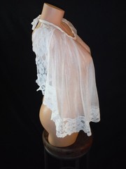 Gorgeous! VTG 50s/60s Sheer Shimmer Caplet/Shawl Lace Trim Lingerie One Sz S,M,L