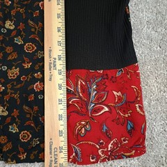 Vtg 90s Koret Patchwork Button Up Shirt Large Rayon Paisley Floral Shoulder Pads