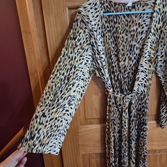 VTG Elaine Sklar Leopard Wide Leg Jumpsuit Size M Belted Animal Print Silky Feel
