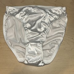 Vtg 90s Victorias Secret Hi Cut Hipster Panties M Second Skin Satin White 7424