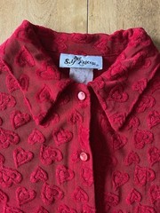 Vintage 90s Self Esteem Heart Print Button Shirt Size Large Valentines Day Y2K