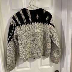 Vintage Cardigan Sandy Starkman Black Gray 70’s – 90’s Wearable Art Patchwork