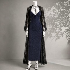 Vintage 90s Evening Dress Jodi Kristopher Navy Glitter Sparkle Maxi Slip XS / S