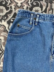 VINTAGE 1990s Y2K LizWear Denim Jean Mini Skirt SIZE 10 Mom Retro Cotton Pockets
