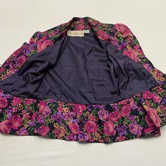 Vintage 80s Statement Floral Peplum Jacket Maximalist Avant Gard Puff Sleeve