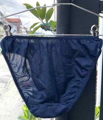 Vintage Silky Navy Polyester Nylon Panties Sheer Lace Hi Cut Bikini Briefs SZ.5