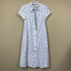 Miss Elaine Vintage Nightgown Button Front Ruffle Petite Union Made ILGWU Label