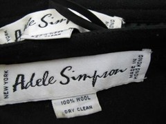 Vintage Adele Simpson 2-Pc Suit Dress 2 XS Rhinestone Buttons Black Wool Crepe