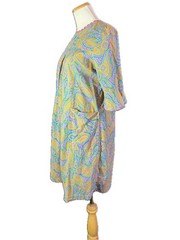 Vintage 1970s Homemade Housedress Zip Back Paisley Pockets Ric Rac Trim