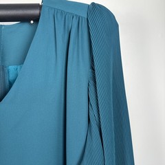 VTG Chez of California By Tandy Emerald Green Mermaid Ruffle Dress Sz 14W GUC