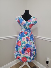 VTG You Babes II Floral Tea Garden Party Dress Cottagecore Fit Flare Midi