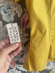 VTG 50s Designer Greta Plattry Deadstock Mustard Gold Blouse Button Up Top XS/S