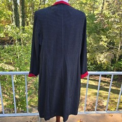80s Wmns Perceptions Red Black Check Vtg Midi Dress Blazer Suit Set Outfit 14W
