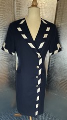 Sandra Ow-wing For N.R.1 Vintage Navy Blue & White Button Down Dress