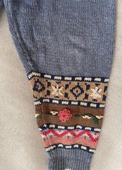 Y2K JANTZEN CLASSICS, RAMIE COTTON KNIT BLUE CARDIGAN HAND STITCHED FLOWERS, EUC