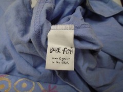 Vintage 90s Blue Fish Organic Flowy Dress Lagenlook Abstract Handpainted Size 1