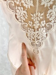 Vintage 70s Maidenform Cream Slip Set, Lace Bodice Top & Matching Skirt