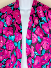 Vintage SZ Small Robby Len Fuchsia Aqua Swim Ocean Pool Fish Versatile Cover-Up