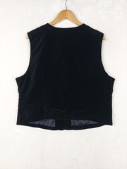 Vintage 80s Vest Womens XLarge 16/18 Black Velvet Floral Embroidery Whimsigoth