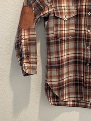 VTG 70s Pendleton Board Shirt Womens Flannel Brown Plaid LS Button Up 16 Read!