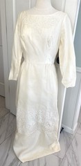 Vtg Wedding Dress Carol Gowns By Mr Walter Detachable Train 1960s Cottagecore