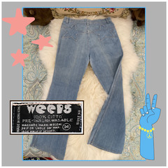 ~*ICONIC VINTAGE ROCK STAR FLARE LEG BLUE JEANS by WEEDS Sz 30″ waist~*