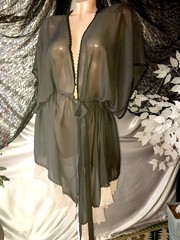 VTG SILKY SHEER CHIFFON CRYSTAL PLEATS NWT ROBE OPAQUE WHISPER LIGHT PLUS 26 28