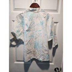 Vintage 80s Cabrais Tropical Pastel Floral Shirt Women’s L Made in USA