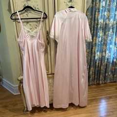 Vintage Eve Stillman Couture Pink Long Robe Sleeveless Gown Pink M L