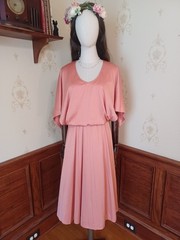 Vintage 1970s Patty O’Neill Peach Romantic Boho Flowy Disco Goddess Dress