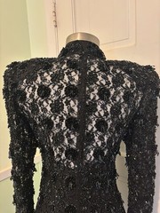 Vintage Oleg Cassini Black Tie Beaded Illusion Gown W/Trumpet Skirt. Size 6 EUC