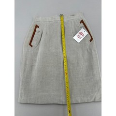 Harve Benard Vintage Linen Pencil Skirt Oatmeal Western Longhorn Silver Detail