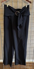 Vintage Prada Black Dress Pants Slacks Sz 44 Trousers W/Decorative Belt Italy
