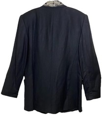 Cedars Vintage Women’s Sz M Black Blazer W/Pearl And Silver Beading Accents