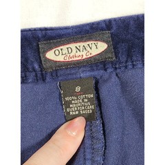 Vintage Old Navy Blue Velvet 100% Cotton Flat Front Straight Leg Pants Size 8