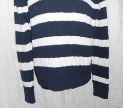 Vintage 1980’s Croft & Barrow Sweater Size L NWT Navy Stripe Mock Neck Cotton