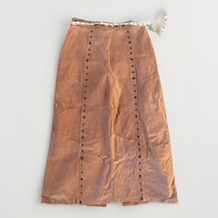 Vintage Y2K Tan Suede Grommet Skirt & Jacket Set In Large By Robert Louis Paris