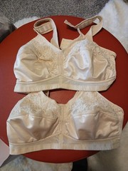 Jodee Surgical Style 3201 Post Mastectomy Bra Tan w/Pockets 42D Lot of 2
