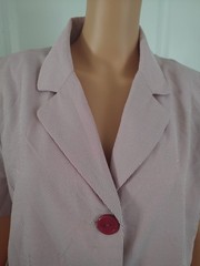 Vintage Bow Cottagecore Feminine Twee Pink Striped Jacket Women’s Size 16 -DP19