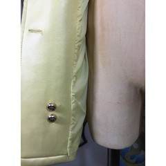 Italian 1970s Mod Yellow Vinyl Coat Vintage Belted Trench Jacket Small