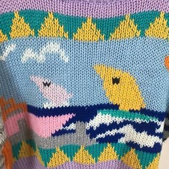 Womens Size Medium Bariloche Vintage Nautical Sailboat Knit Cropped Sweater