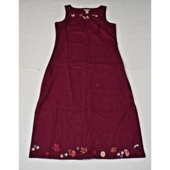 Vintage Dress Shirt Set Studio Ease Size 8 90s Wine Red Butterflies Linen Rayon