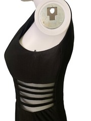 VTG 90s y2k Maxi Dress Gown Night Way Evening Formal Mesh Slit Lrg Black