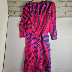 Anne Crimmins UMI Collections Silk 2 Pc Dress Set 80s Pink Purple Geometric 10