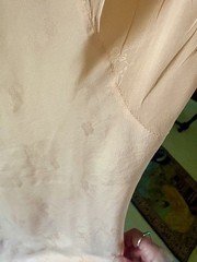 1930’s Embossed Pure Silk Dress, bias cut, extra long length, medium size