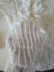 VTG Michiko Koshino Ruffle Lace Up Blouse Made In Italy White Cotton Y2K Sz 40